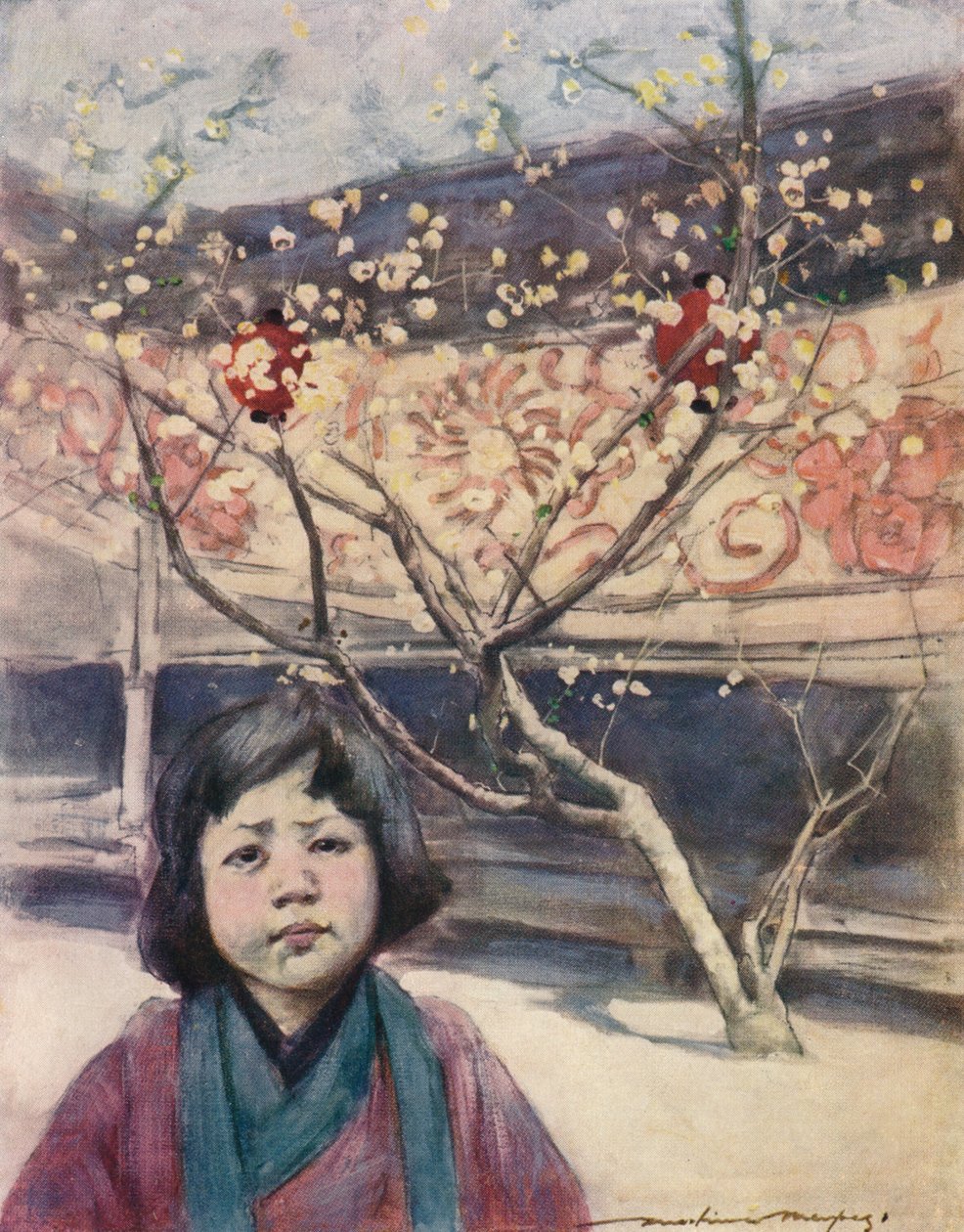 Een Japans meisje in pruimkleur, ca. 1887, 1901 door Mortimer L Menpes