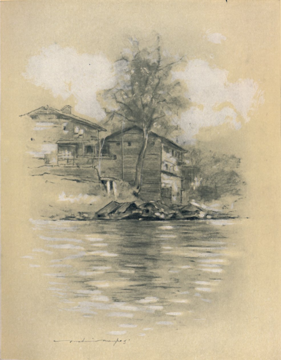 Rivierwoning in Srinagar, 1903 door Mortimer L Menpes