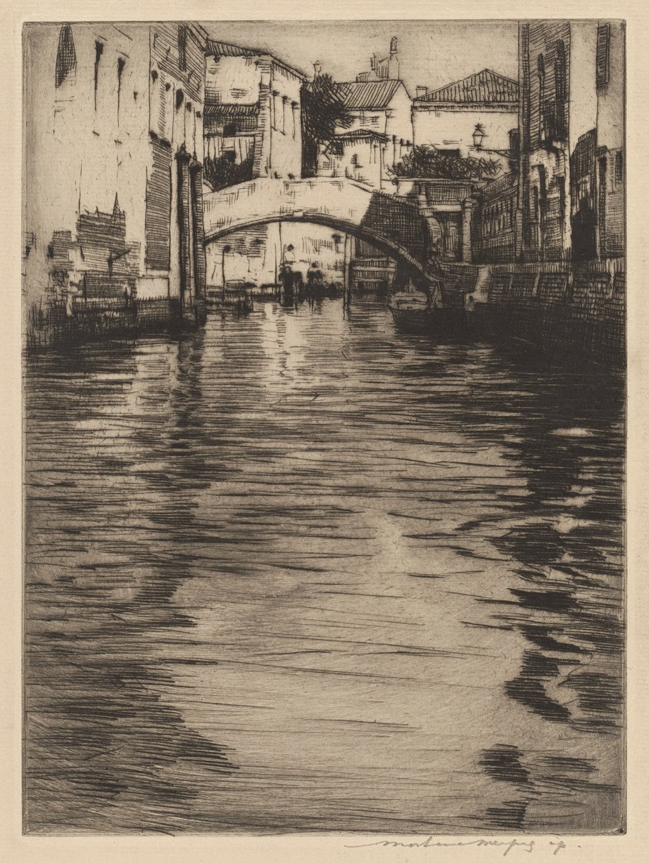 Reflecties, Venetië (Brug van Luciano, Grand Canal) door Mortimer Menpes