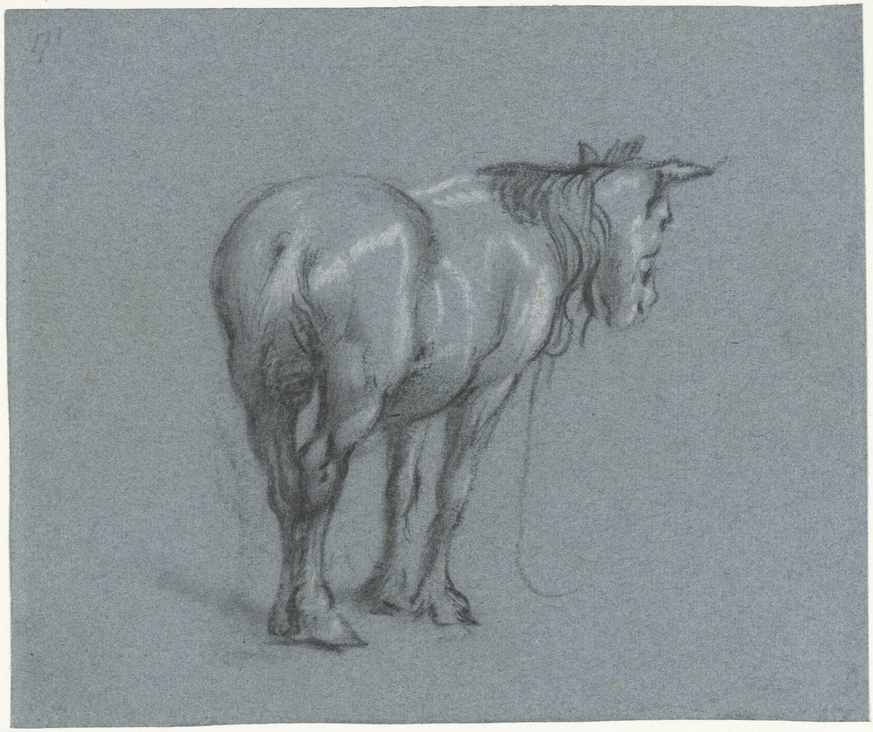 Studie van een paard van achteren, naar rechts (series title) door Moses Ter Borch