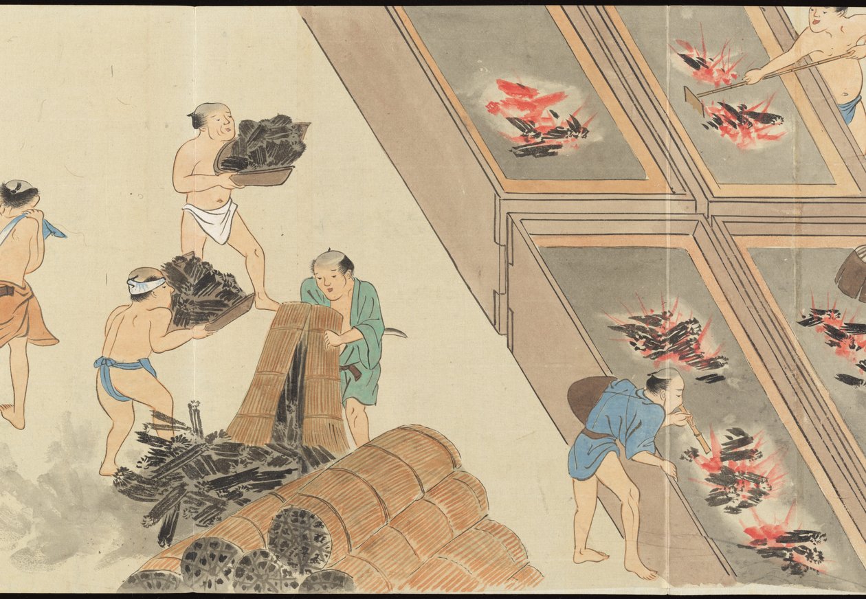 Illustraties van Uji theeproductie door Motonari Sait?