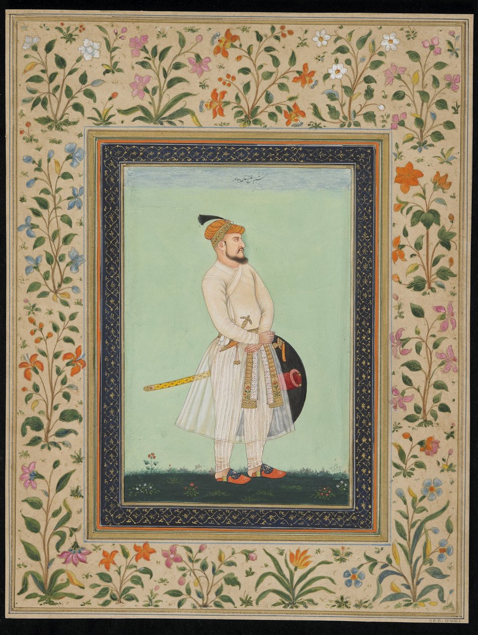Qilich Khan, los albumfolio, c.1900 door Mughal School