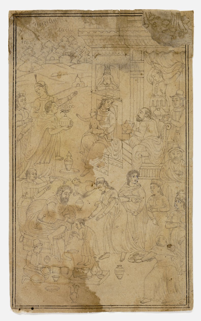 Aanbidding der Wijzen door Mughal School