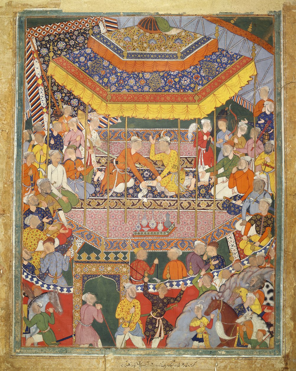 Alamshah spreekt met Qubad, illustratie uit de Hamza Nama, ca. 1555-57 door Mughal School