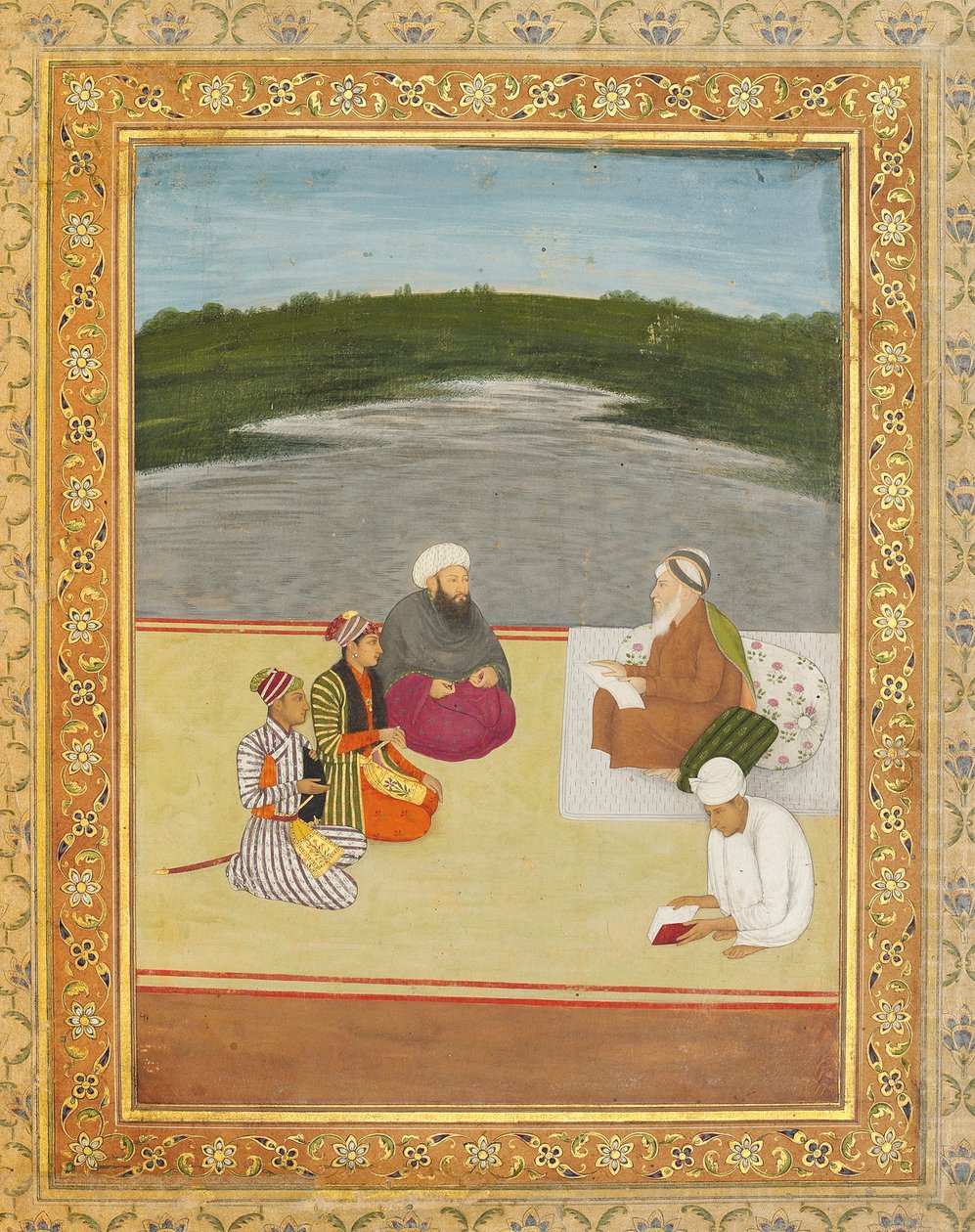 Discussie tussen geleerden en prinsen door Mughal School