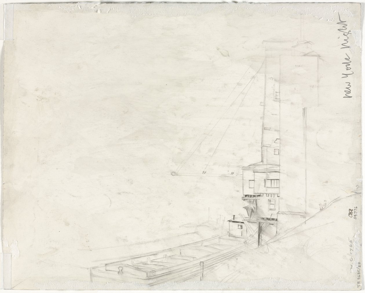 Studie voor de nacht van New York (verso) door Muirhead Bone
