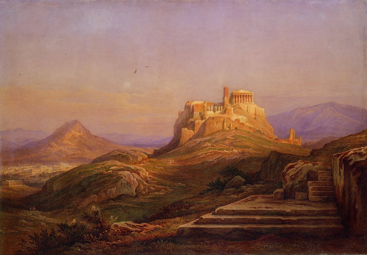 Uitzicht op de Akropolis vanaf de Pnyx door Muller Rudolph