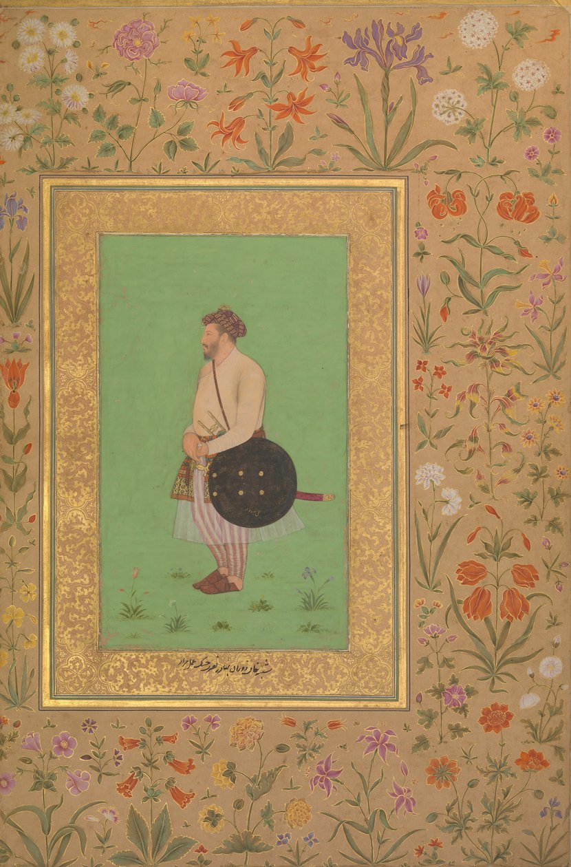 Portret van Khan Dauran Bahadur Nusrat Jang, Folio uit het Shah Jahan Album, verso: ca. 1640 door Murad