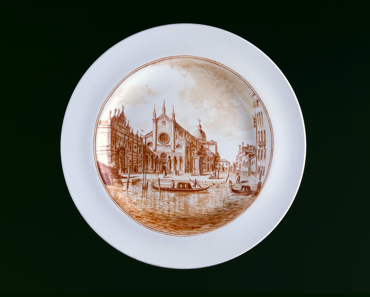 Bord met uitzicht op SS Giovanni e Paolo, Murano Miotti Glaswerk, Venetië, ca. 1741 door Murano Miotti Family