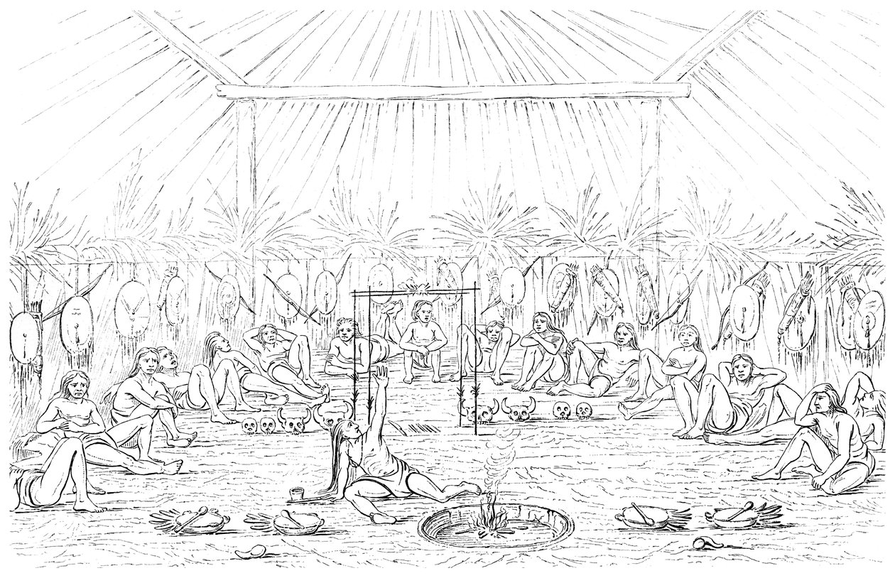 Medicijnman en tipi-interieur, 1841 door Myers and Co