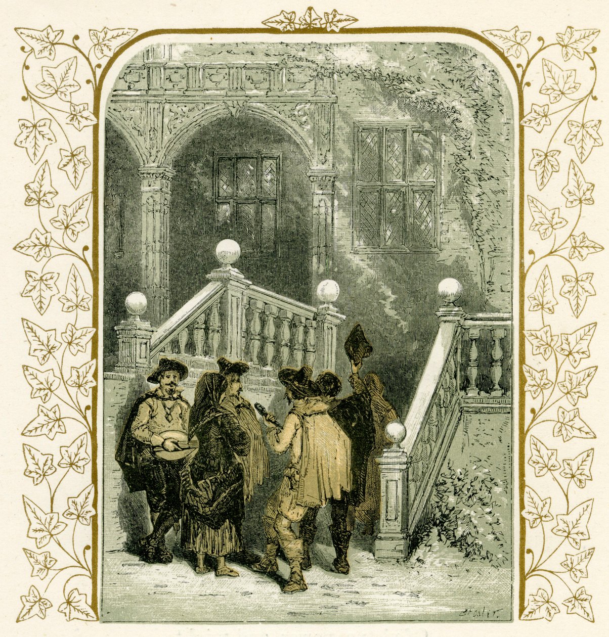 Kerstzangers - illustratie door Birket Foster door Myles Birket Foster