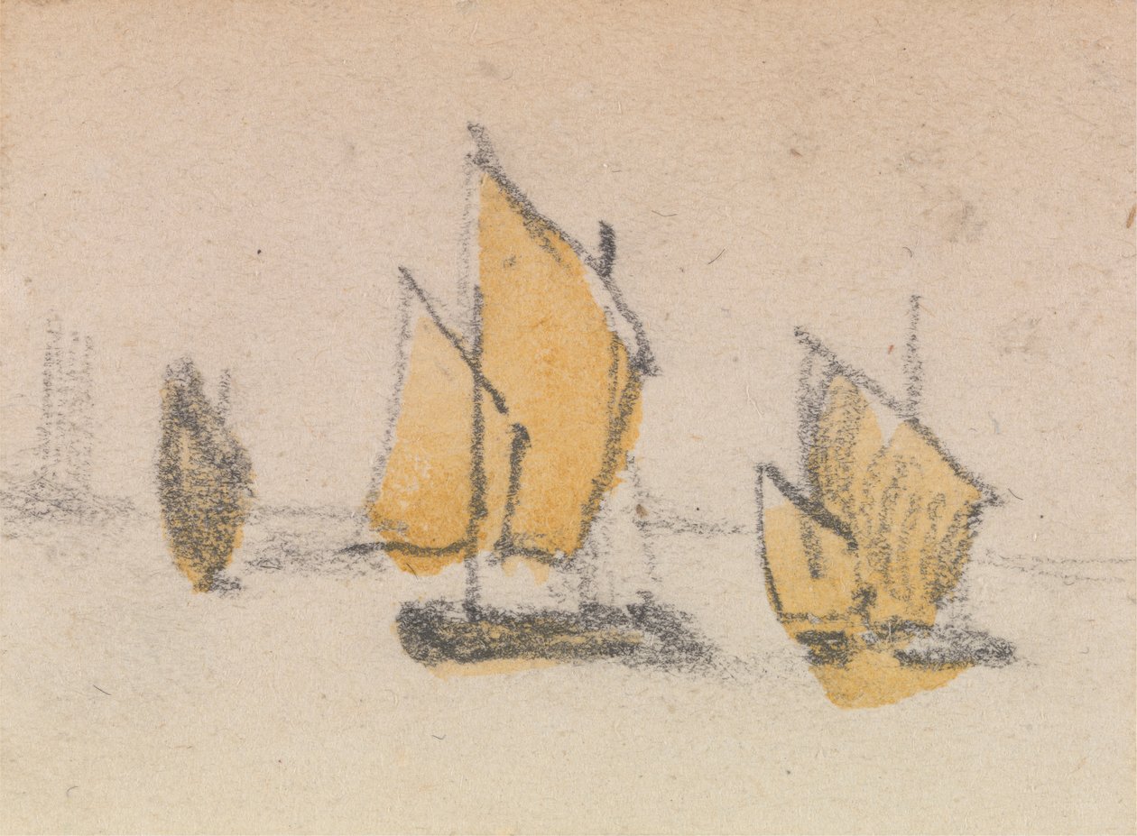 Een van een groep van drie studies op de Venetiaanse lagune door Myles Birket Foster