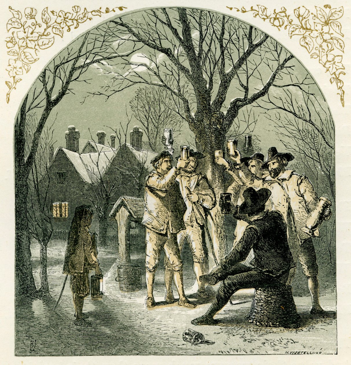 Wassailing fruitbomen door Myles Birket Foster
