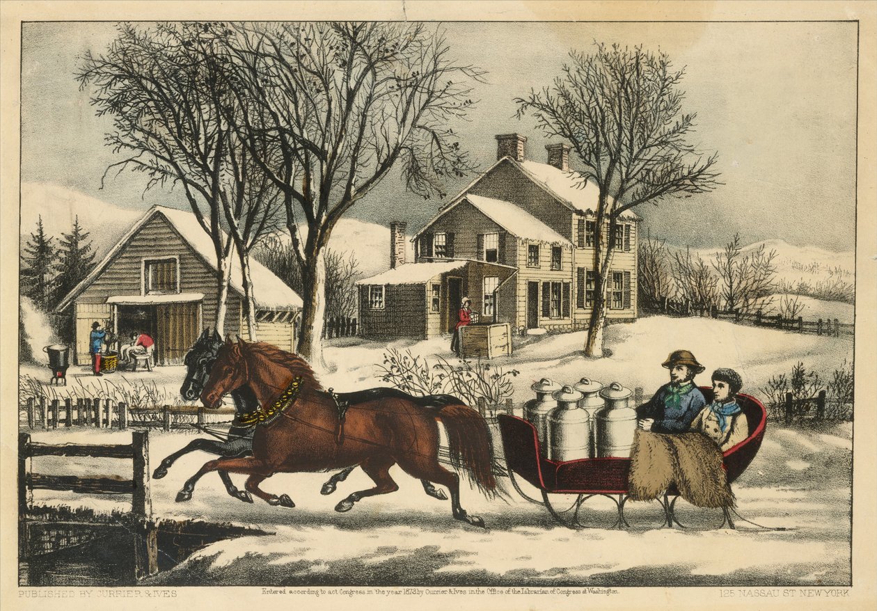 Winterochtend op het Platteland, 1873 door Nathaniel Currier