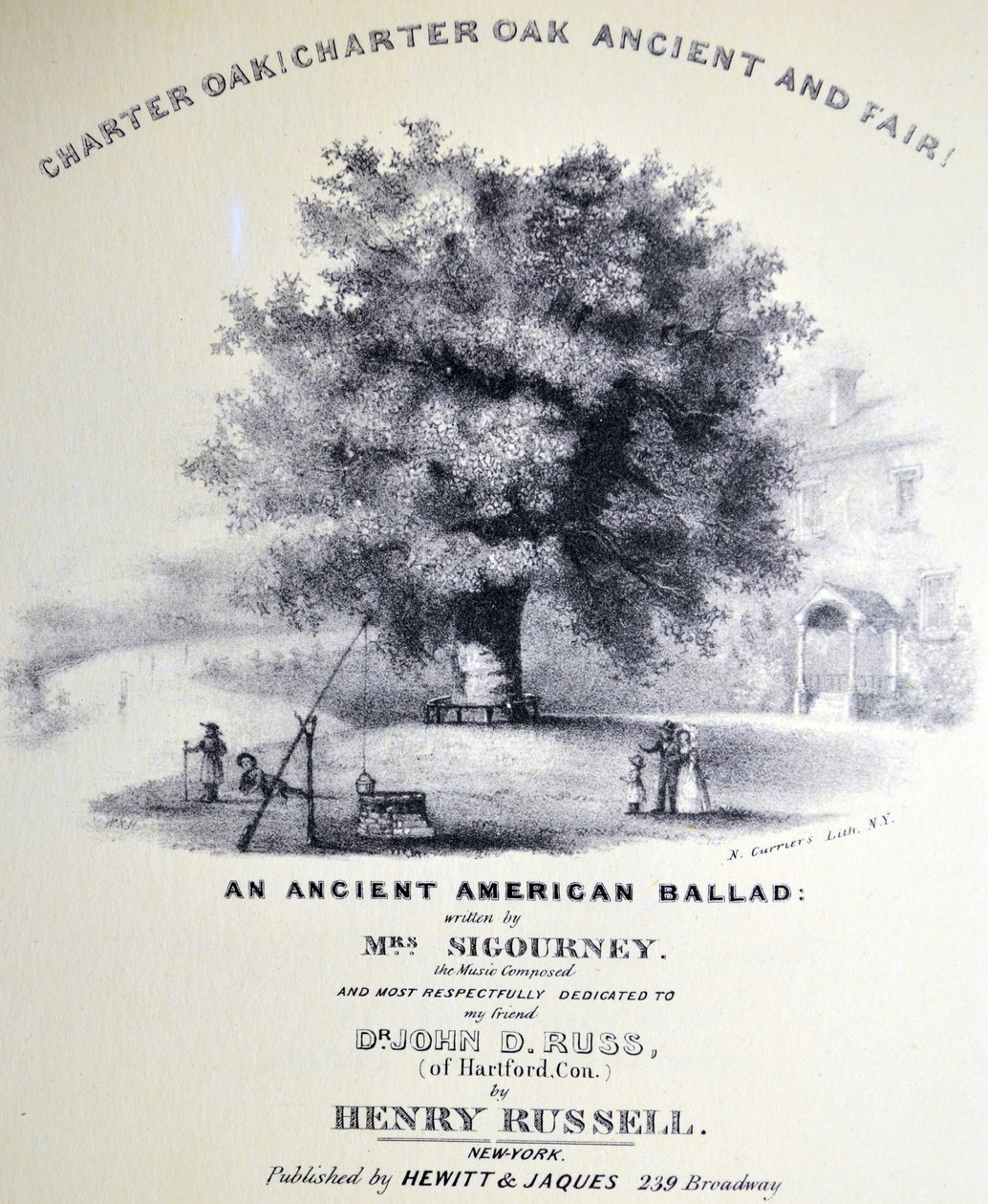 Illustratie van Currier & Ives 19e Eeuw. Charter Oak! Charter Oak Oud en Mooi door N. and Ives, J.M. Currier
