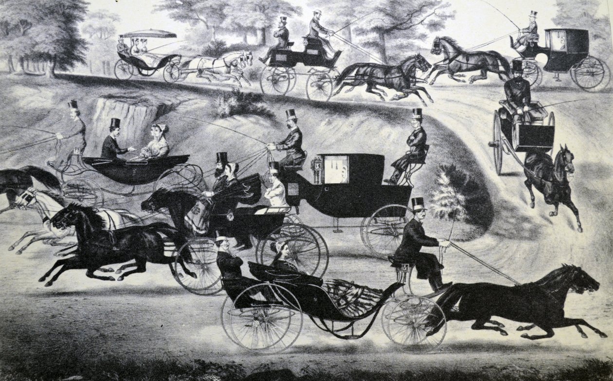 Modieuze Uitjes in Central Park door N. and Ives, J.M. Currier