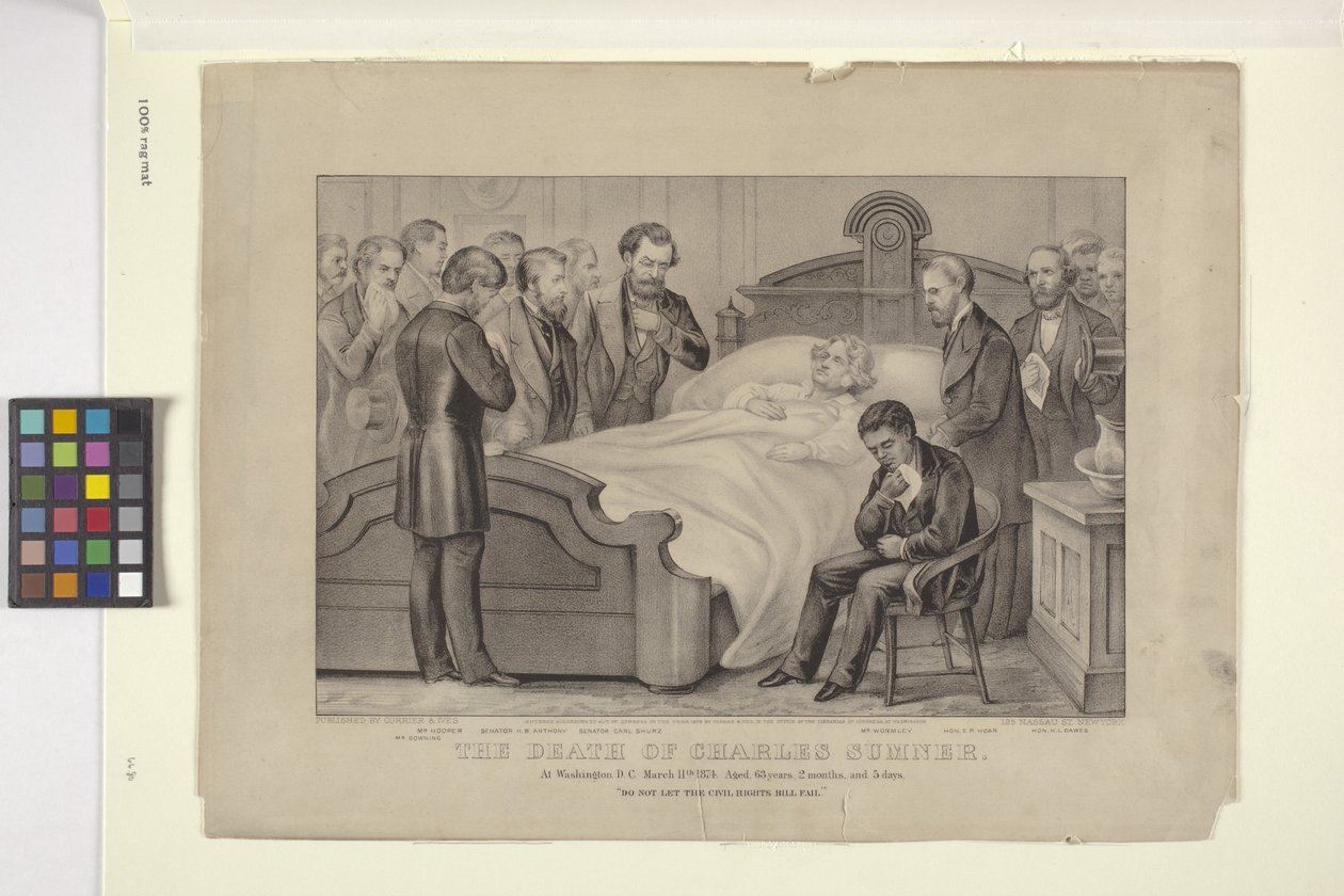 De dood van Charles Sumner door N. and Ives J.M. (1824 95) Currier