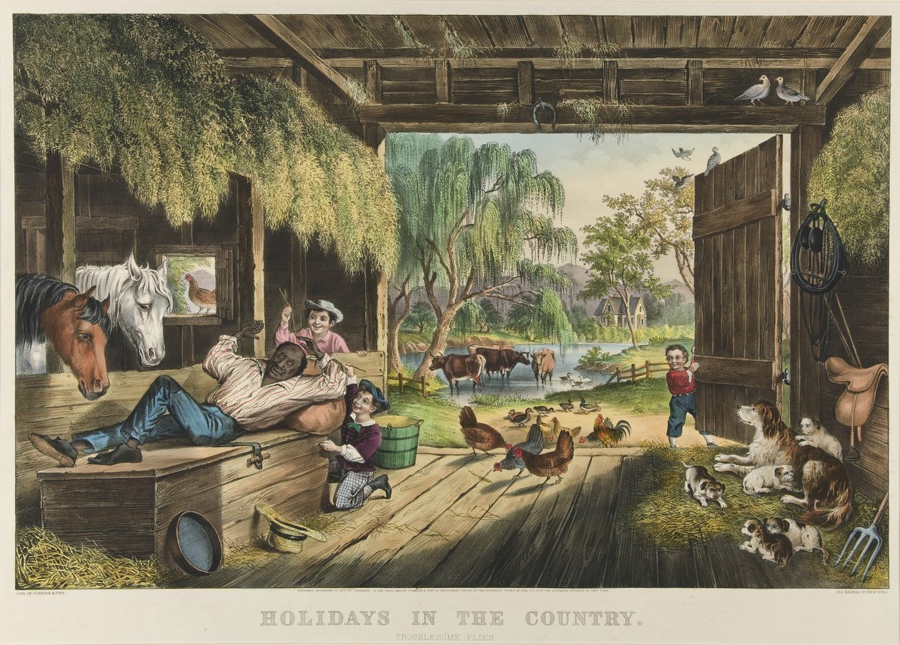 Vakanties op het platteland, lastige vliegen door Currier and Ives