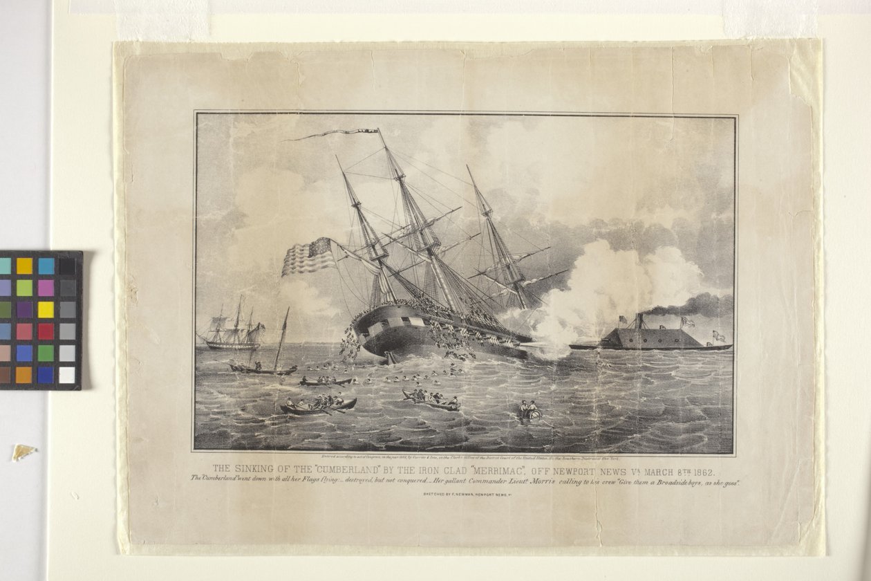 Het zinken van de Cumberland door de ijzeren 