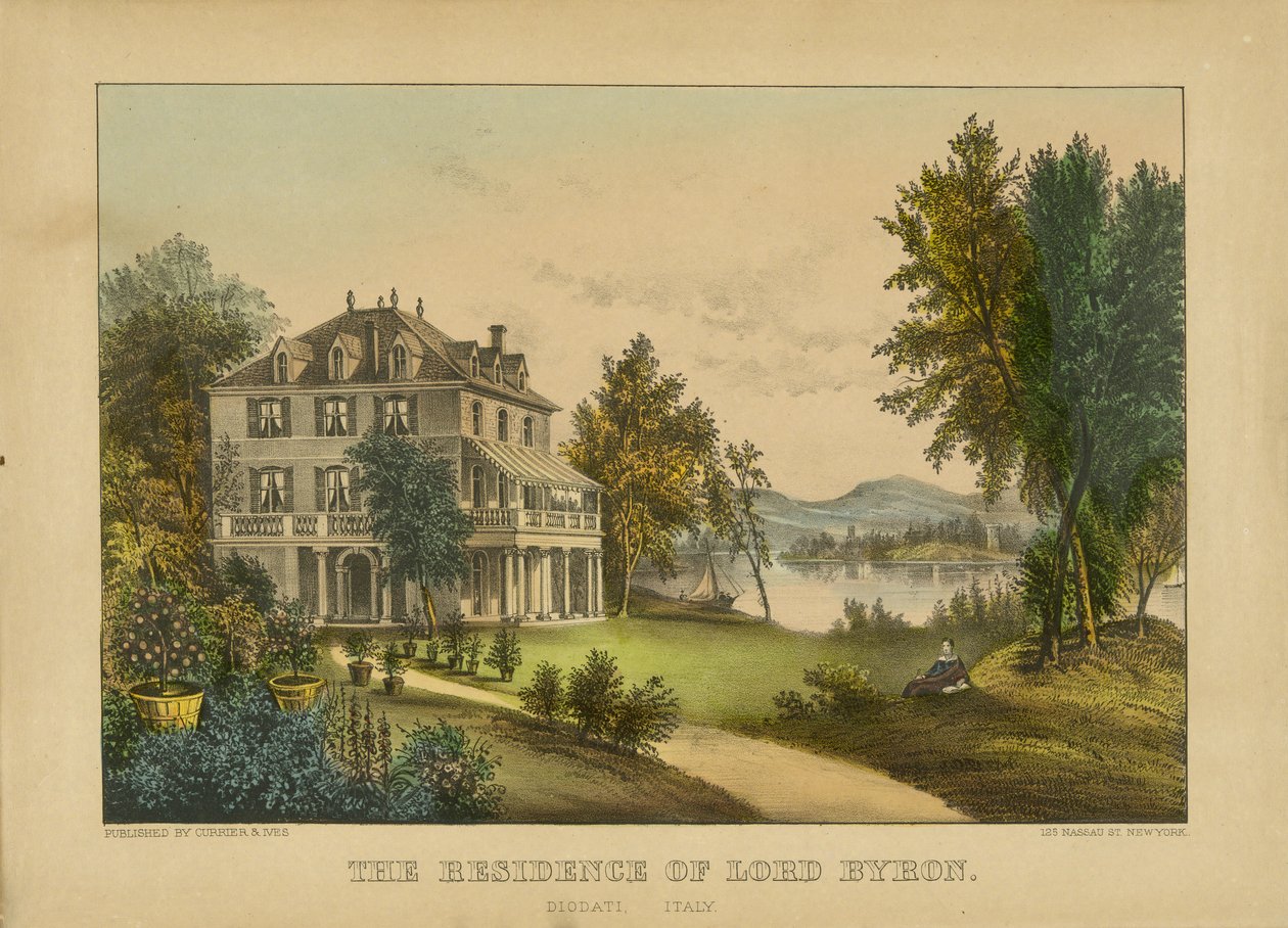 De residentie van Lord Byron door Currier and Ives
