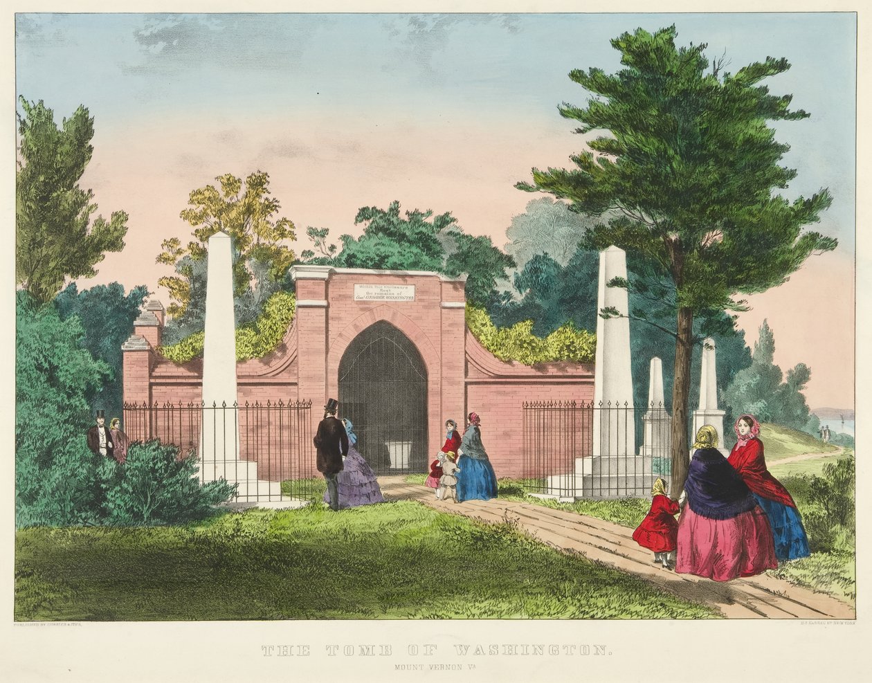 Het graf van Washington, Mount Vernon, Virginia door Currier and Ives