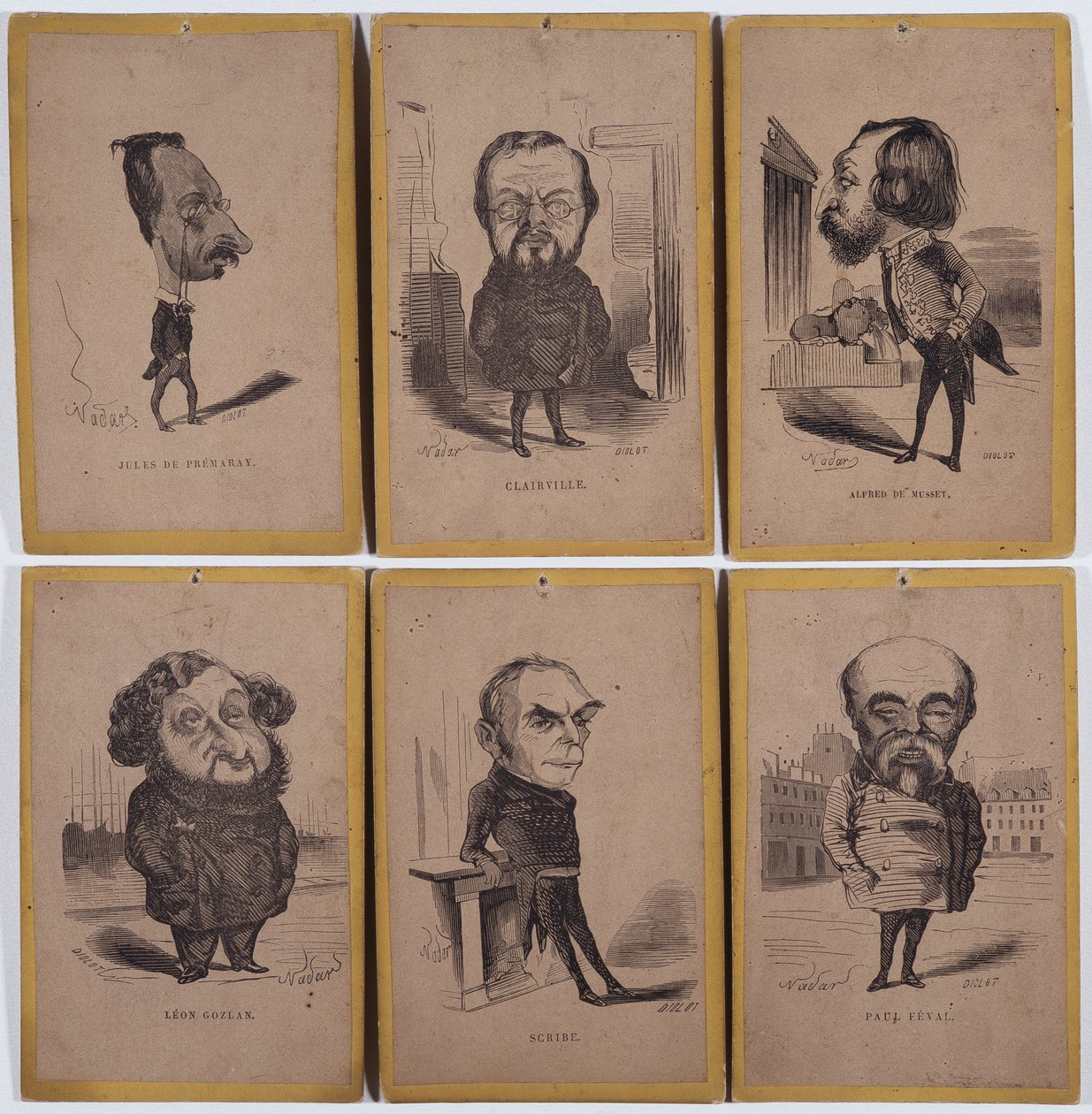 6 Karikatuurportretten: Jules de Premaray (Jules Martial Regnault door Nadar