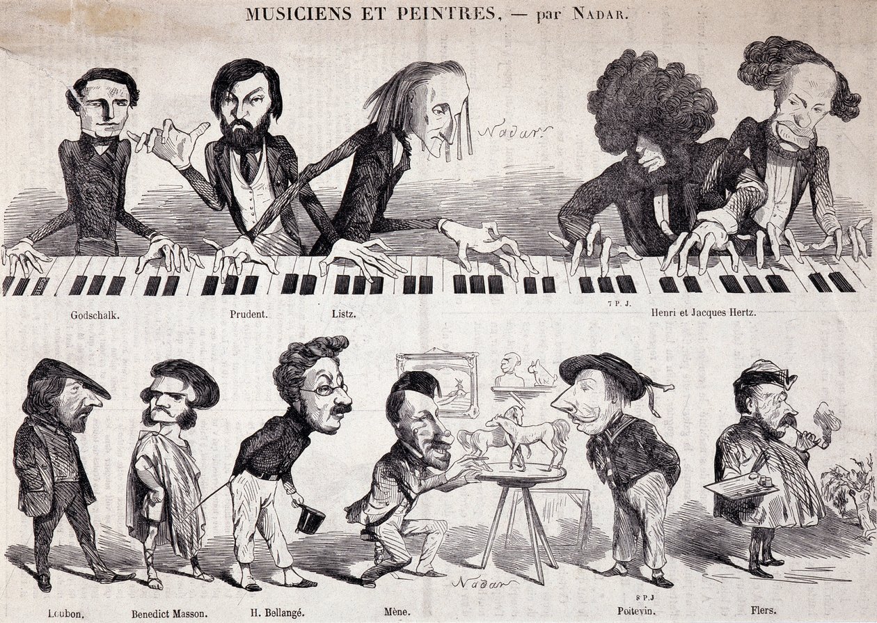 De serie "Muzikanten en Schilders" uit "Le Petit journal pour rire" door Nadar