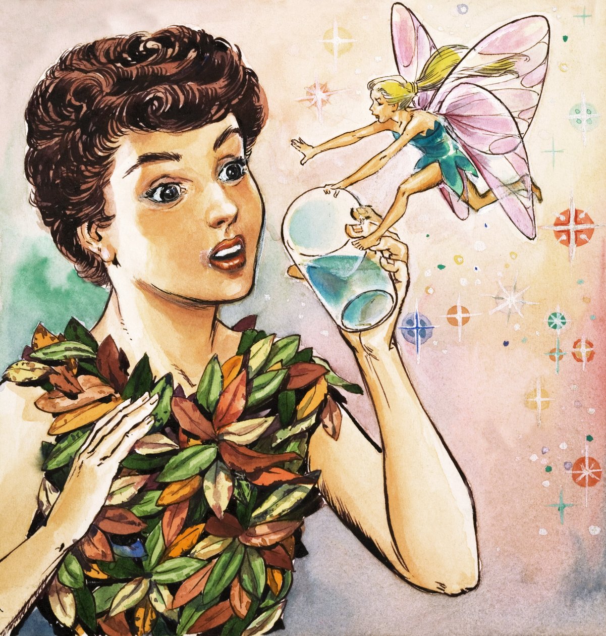 Tinkerbell waarschuwt Peter Pan, illustratie uit 