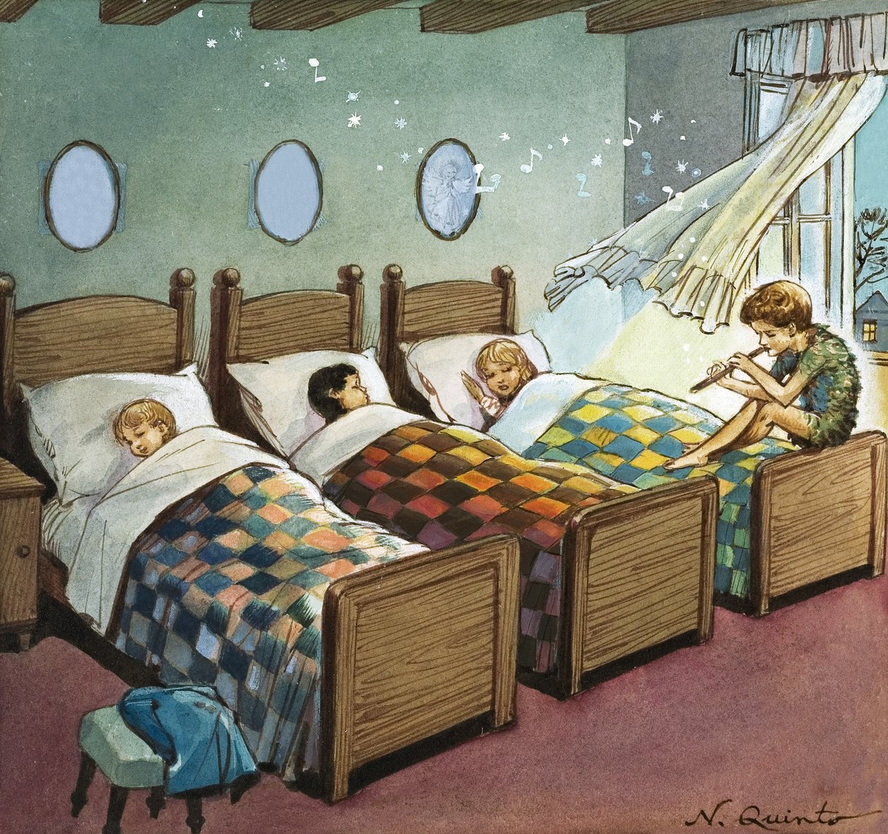 Wendy, Michael en John slapen, illustratie uit 