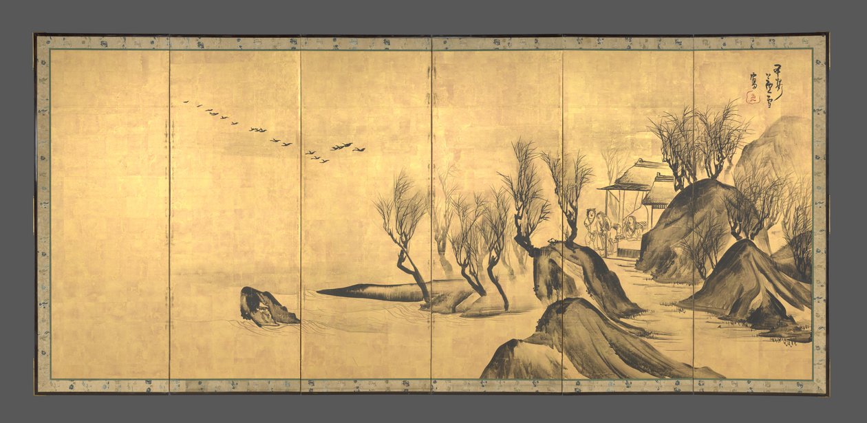 Landschappen met de Chinese geleerden Su Shi en Tao Qian door Nagasawa Rosetsu