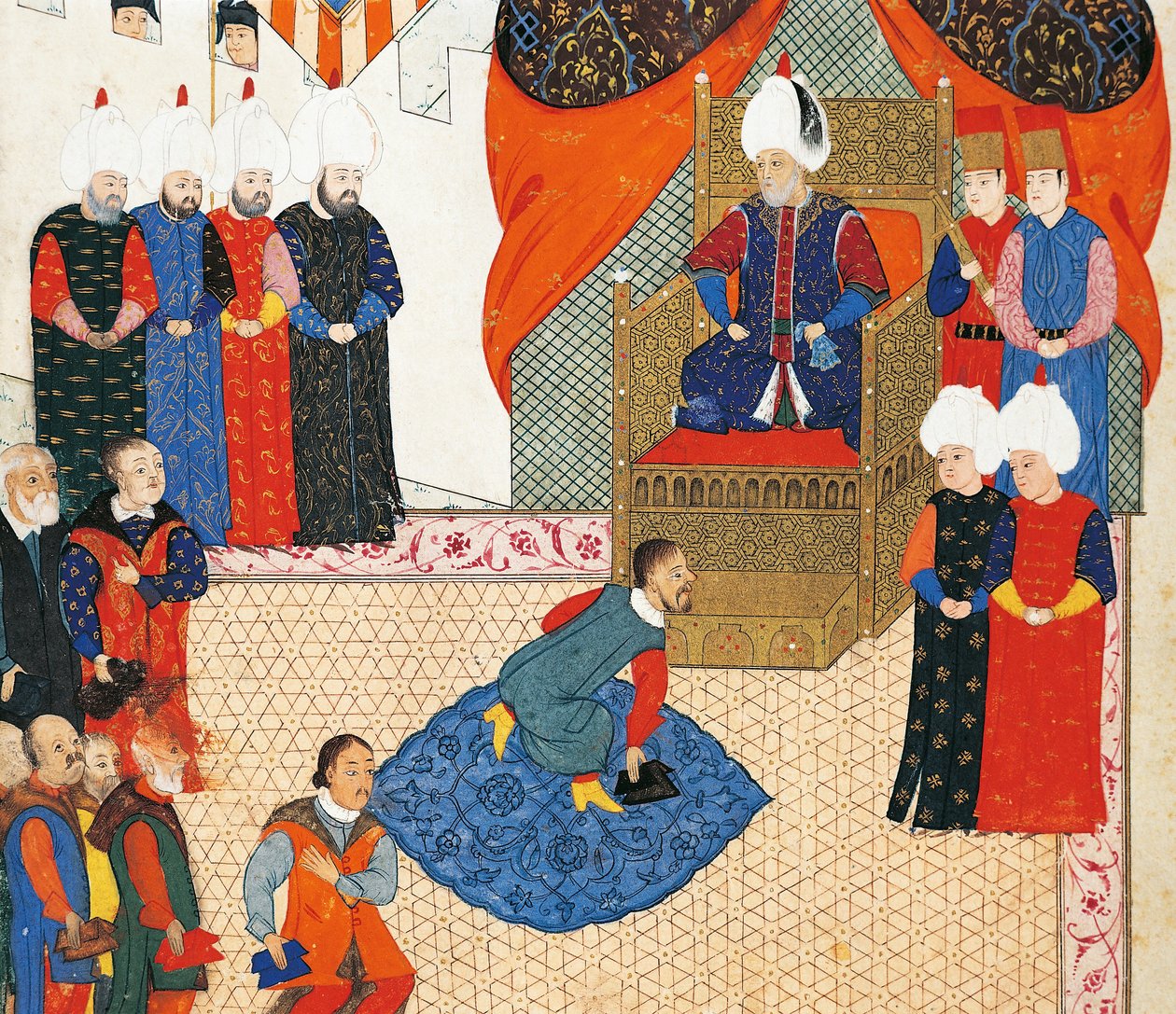 De ontvangst van de Hongaarse Kroonprins, Zsigismond Janos door Suleyman I op 29 juni door Nakkaş Osman
