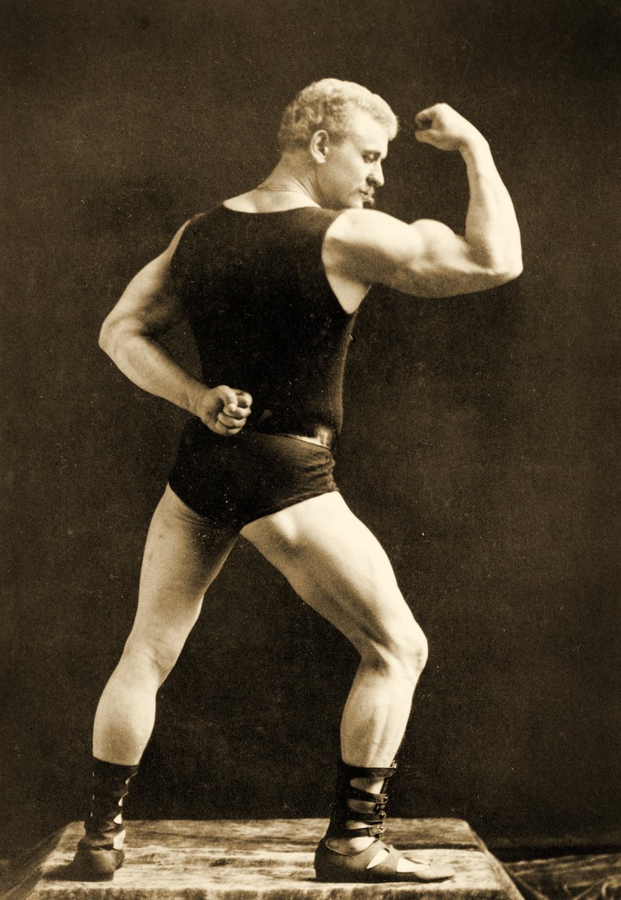 Eugen Sandow, in klassieke oude Grieks-Romeinse pose, c.1893 door Napoleon Sarony
