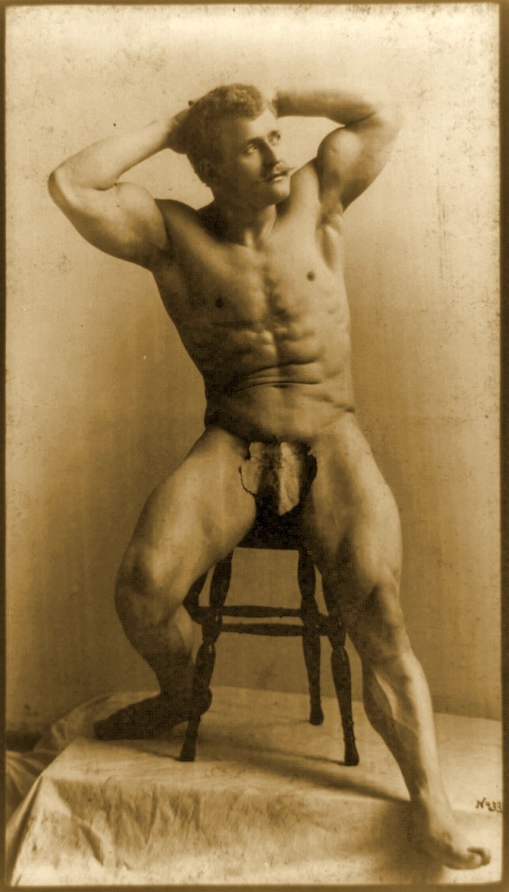 Eugen Sandow, in klassieke oude Grieks-Romeinse pose, ca. 1893 door Napoleon Sarony