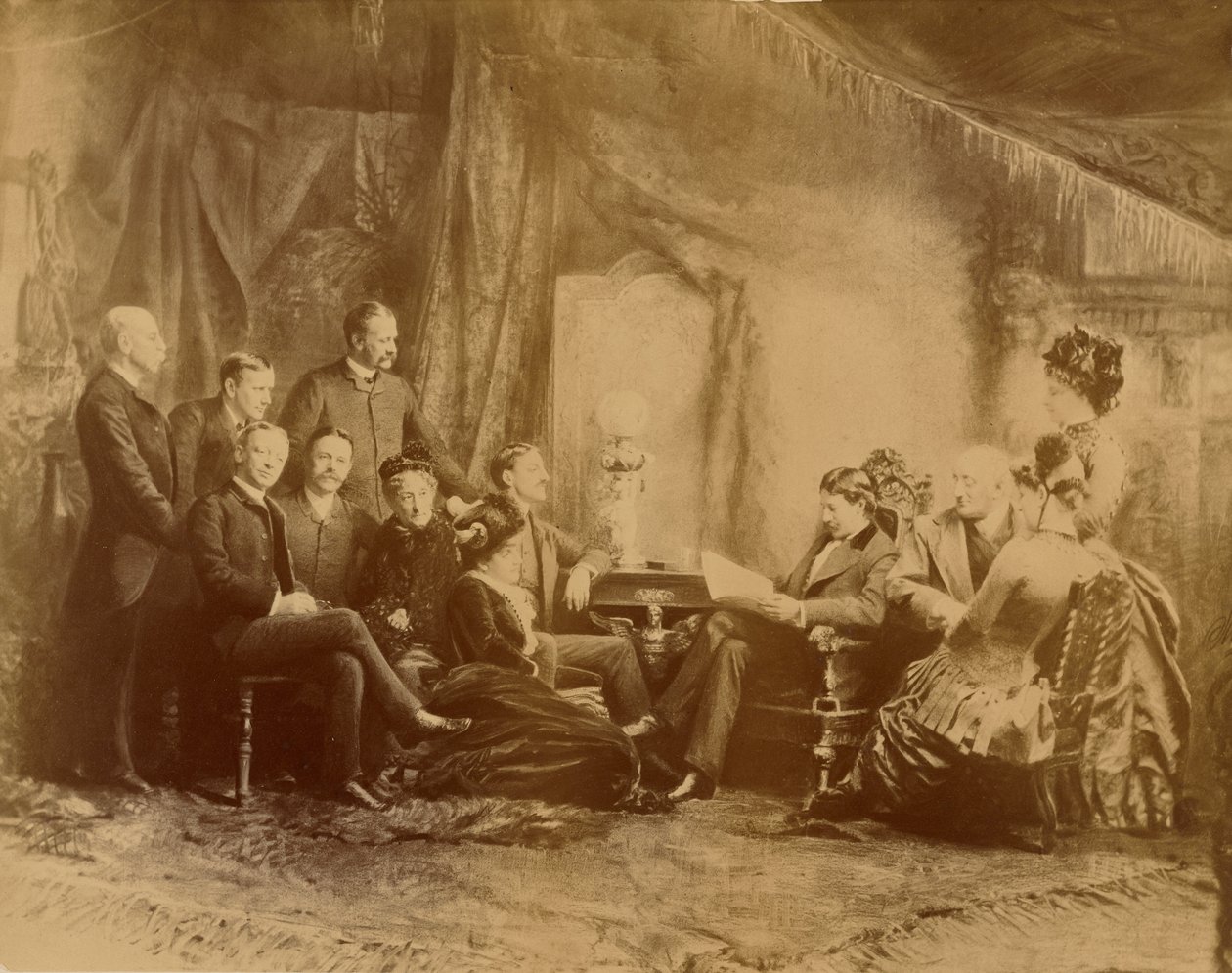 [De lezing van het toneelstuk, de acteurs en actrices van de Daly Company] door Napoleon Sarony