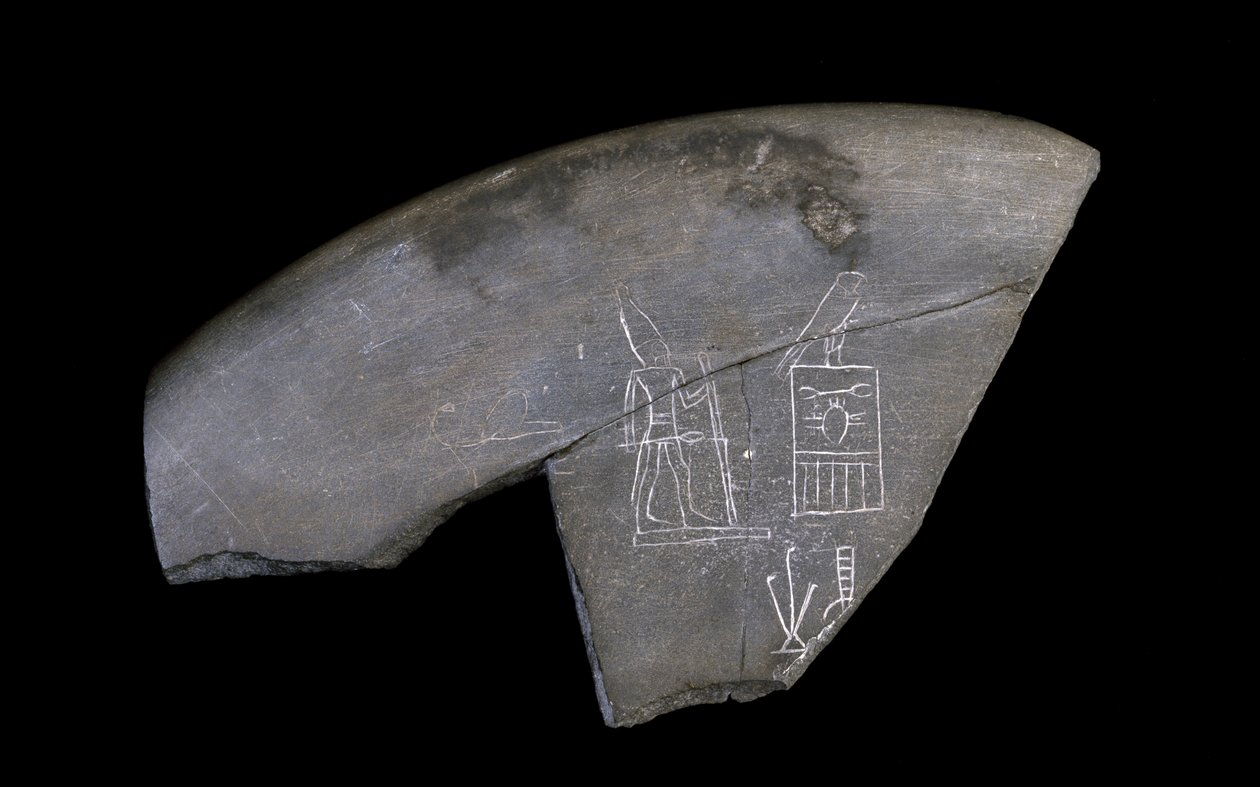 Fragment van ingeschreven stenen kom, ca. 3285 v.Chr. door Naqada I Period Egyptian