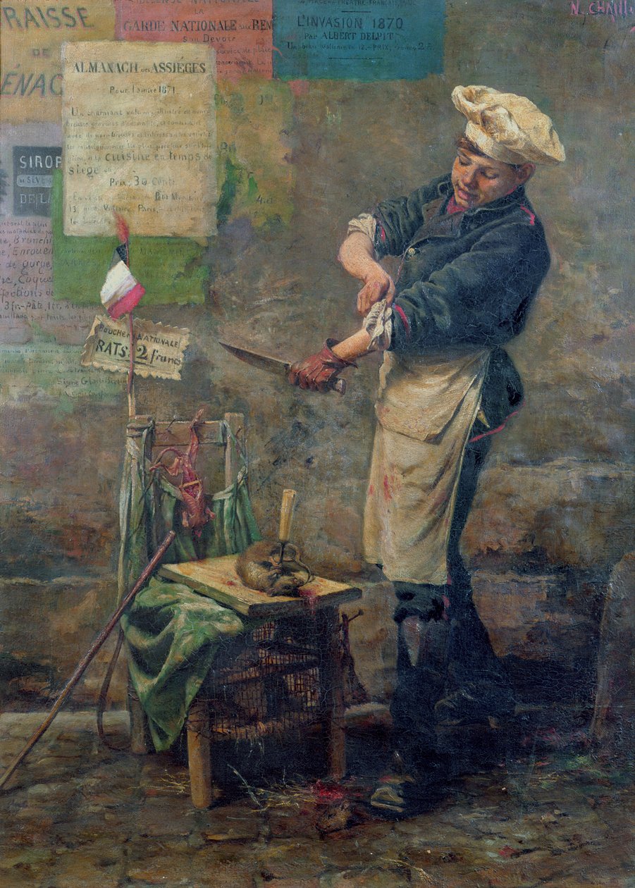 Rattenverkoper tijdens het beleg van Parijs, 1870 door Narcisse Chaillou