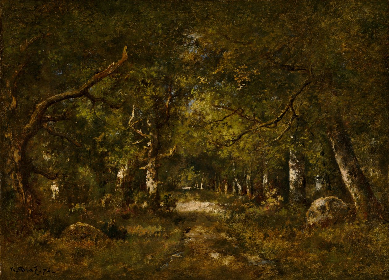 Bos Scène door Narcisse Virgile Diaz de la Pena
