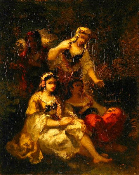 Vier Spaanse meisjes, ca.1844-60 door Narcisse Virgile Diaz de la Peña