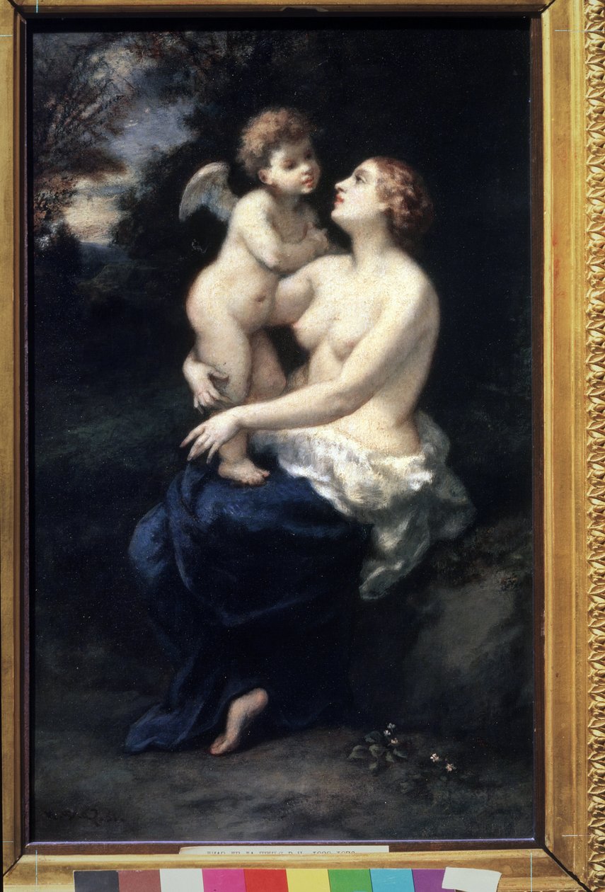 Venus met Cupido op haar schoot door Narcisse Virgile Diaz de la Peña