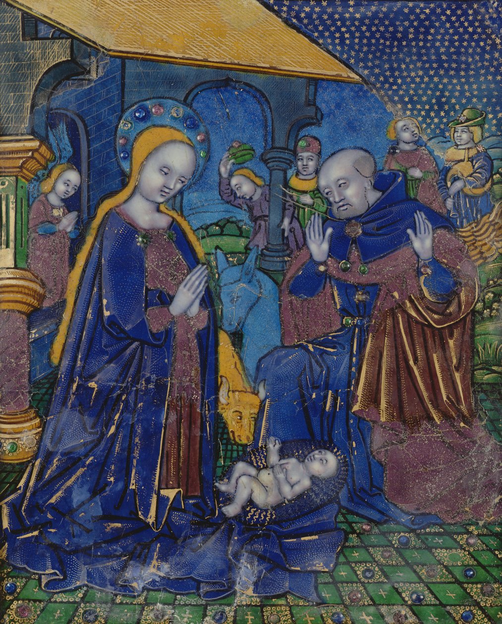 Plaquette die De Aanbidding van het Kind afbeeldt, Limoges door Nardon Penicaud