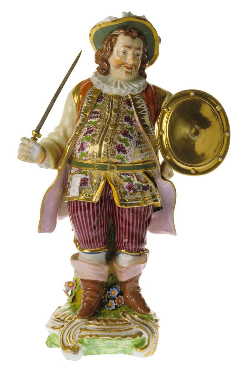 Engelse 18e-eeuwse porseleinen keramische figuur van acteur David Garrick door Nathan Benn