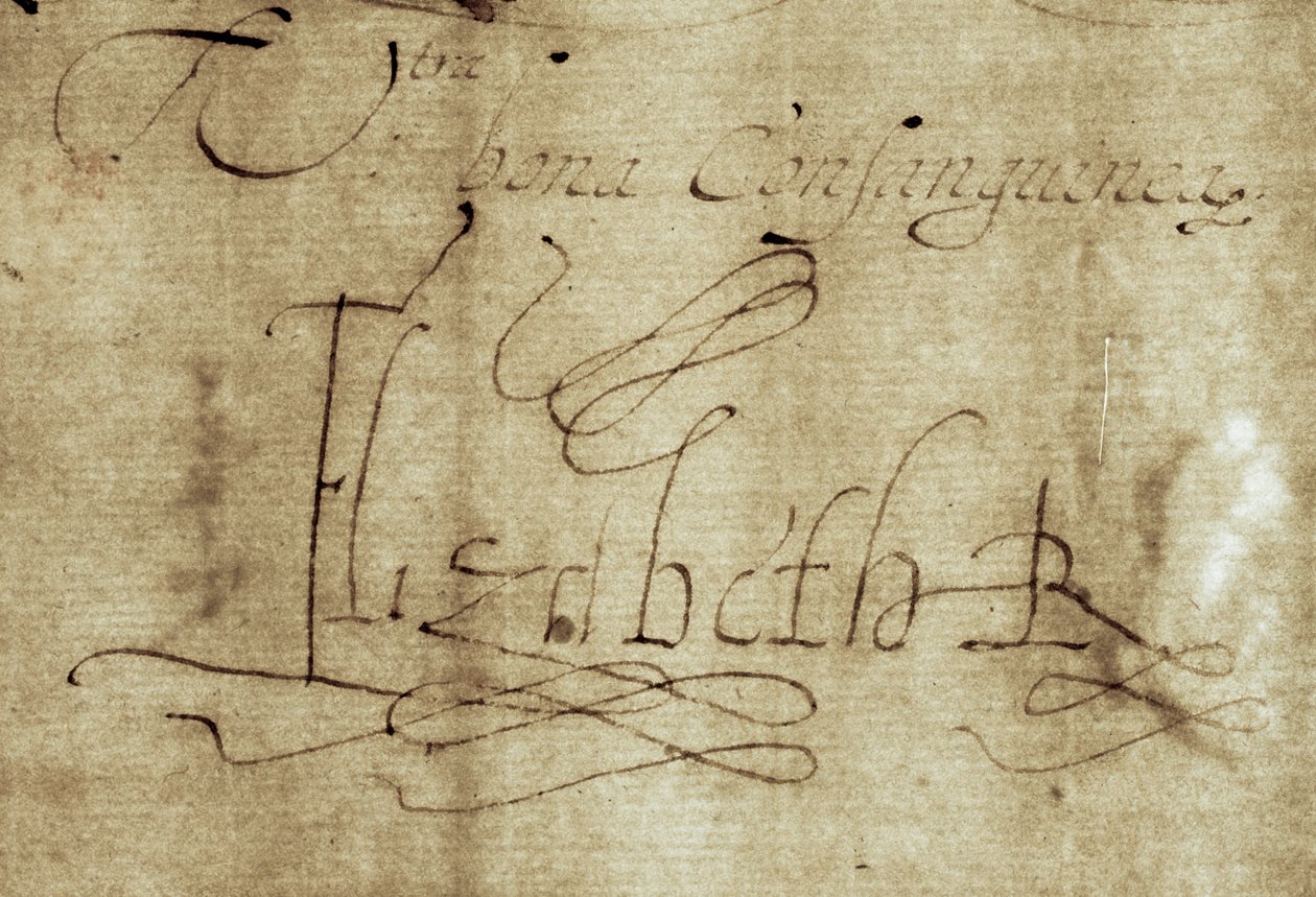 Handtekening Elizabeth R voor Koningin Elizabeth I door Nathan Benn