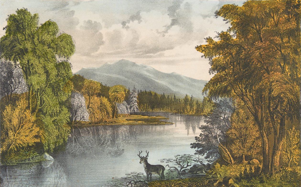 Moosehead Lake, Maine door Currier and Ives