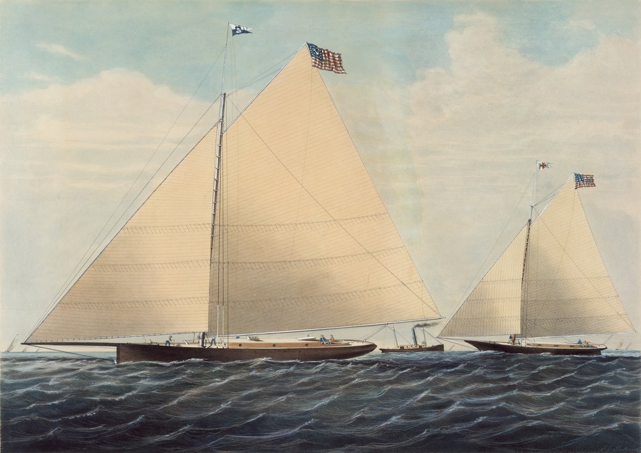 Cutter Yacht Scud van Philadelphia - Gemodelleerd door Robert L. Stevens, Esq., 1855 door Nathaniel Currier