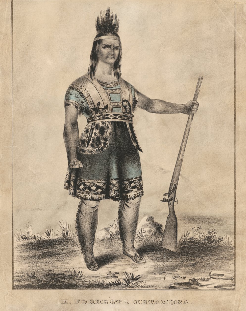 E. Forrest als Metamora door Nathaniel Currier