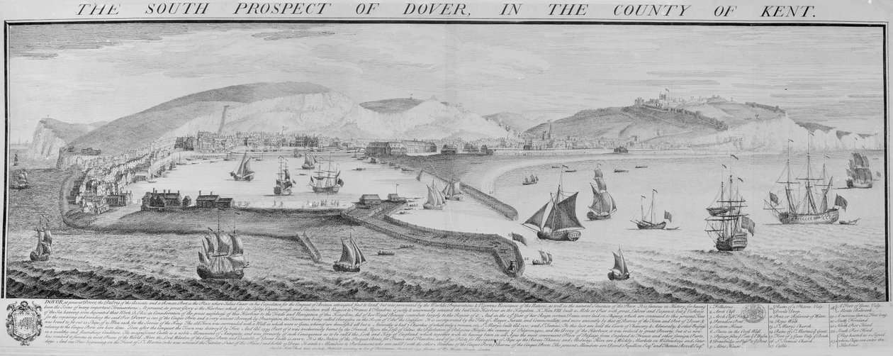 Het zuidelijke uitzicht van Dover in het graafschap Kent door Nathaniel and Samuel  Buck