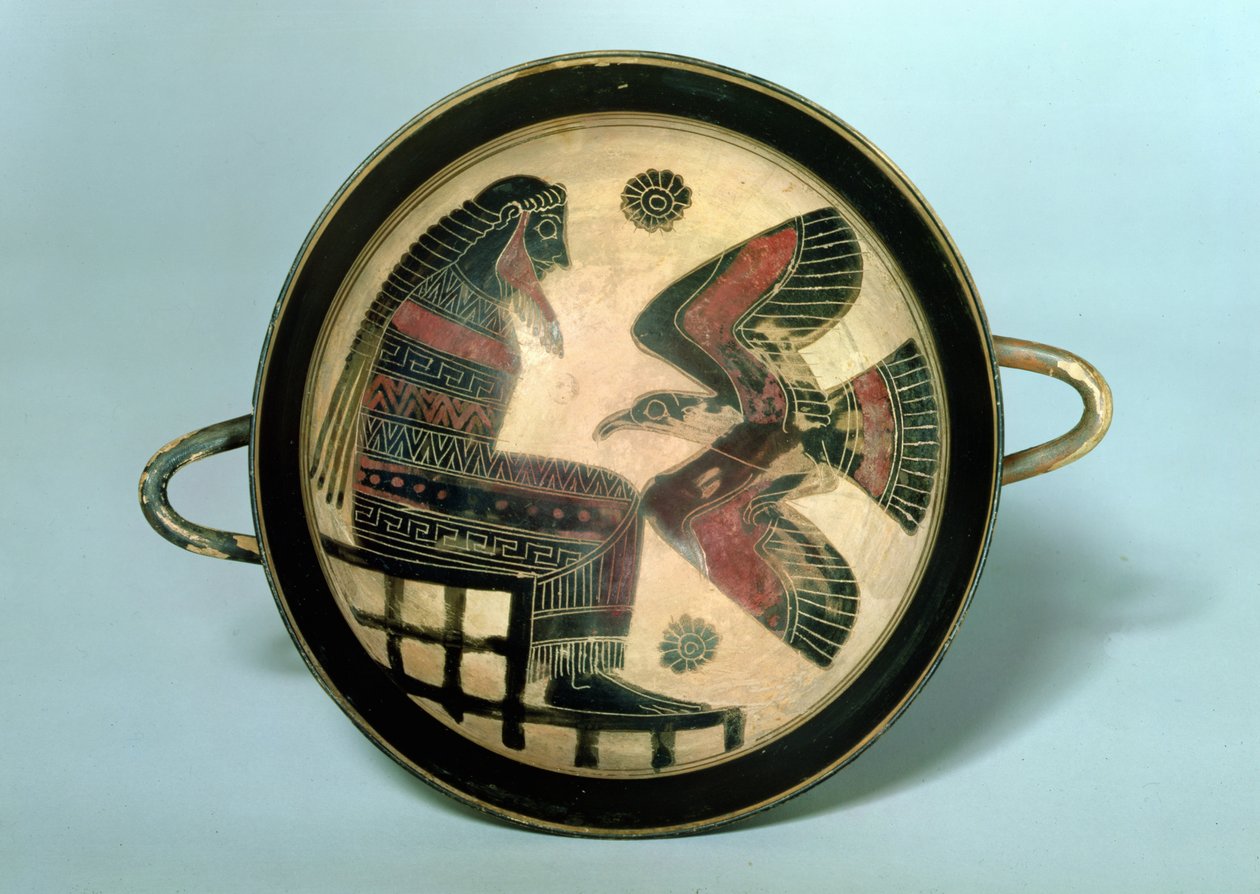 Laconische beker met Zeus en de adelaar, ca. 550 v.Chr. (keramiek) door Naukratis Painter