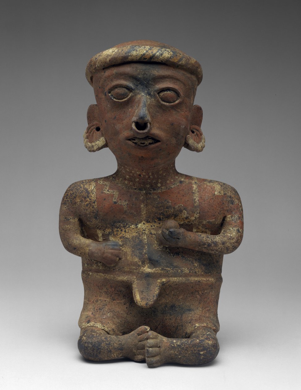 Mannelijke figuur, deel van zittend paar, 300 v.Chr.-300 n.Chr. door Nayarit Nayarit