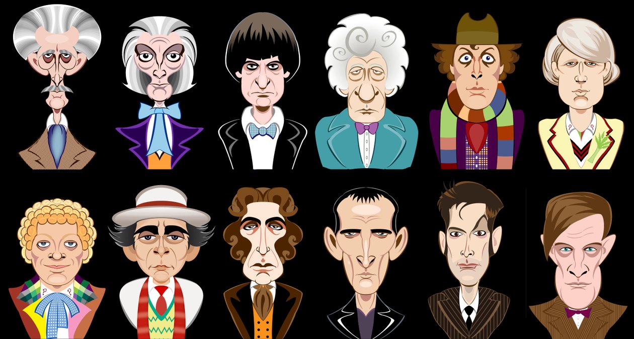 Acteurs uit de BBC-televisieserie Doctor Who (1963-2013) door Neale Osborne
