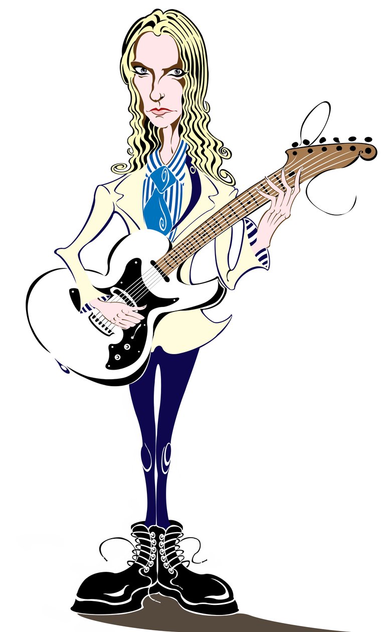 Aimee Mann - karikatuur - Amerikaanse singer-songwriter en bassiste, geboren 1960 door Neale Osborne